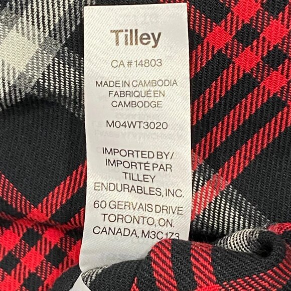 Tilley Flannel Shirt Mens XL Red Black Plaid Button Down Long Sleeve - Picture 12 of 13